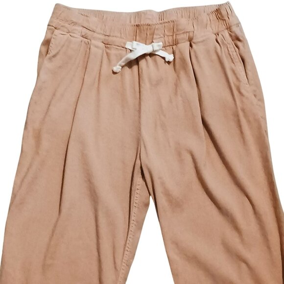 Monrow Pull-on Viscose Linen Ankle Pants Relaxed Fit Pockets XS‎ Clay Orange - Picture 2 of 9